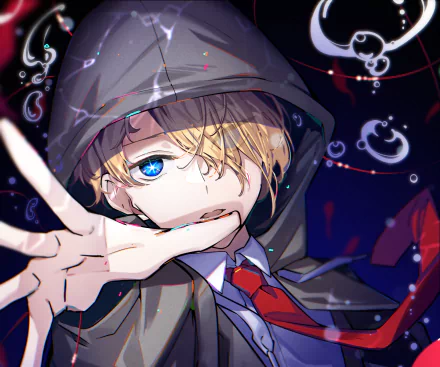 HD PC desktop wallpaper featuring Aquamarine Hoshino from the anime Oshi no Ko, showcasing a vibrant and dynamic character portrait in a dark, stylized setting.