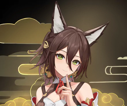 HD PC desktop wallpaper of Tingyun from the video game Honkai: Star Rail, featuring her with fox-like ears and a subtle, confident expression.