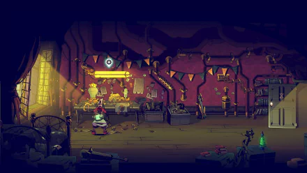 Illustration from CONVERGENCE: A League of Legends Story, showing a colorful, dimly lit underground setting with a character in the center, designed as HD desktop wallpaper.