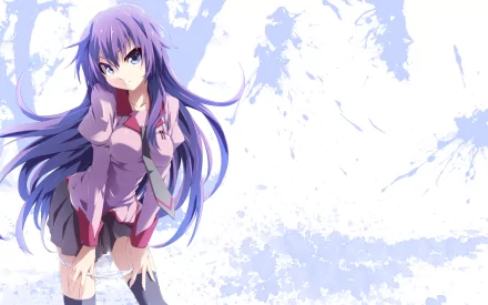 purple hair Monogatari Series: Second Season Monogatari (Series) Hitagi Senjōgahara Anime HD Desktop Wallpaper | Background Image