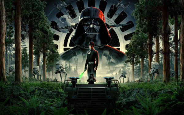 Desktop wallpaper featuring a scene from Star Wars Episode VI: Return Of The Jedi, showcasing dramatic movie artwork in high definition.
