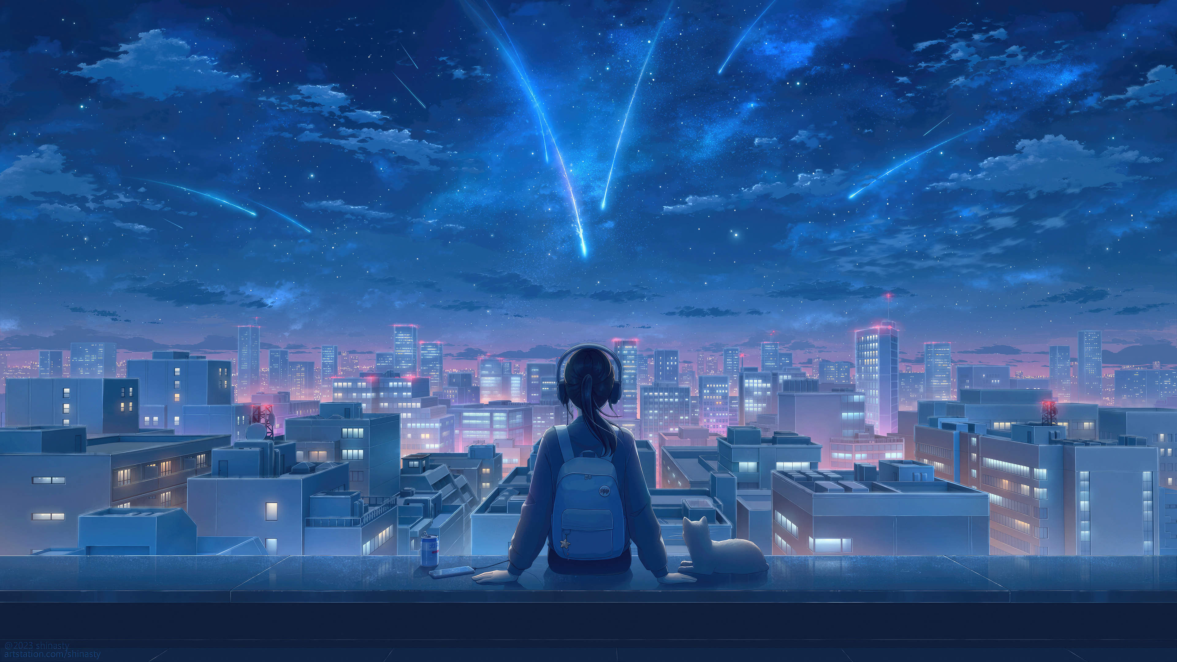 Download A blue anime aesthetic desktop wallpaper to brighten up your day.  Wallpaper | Wallpapers.com