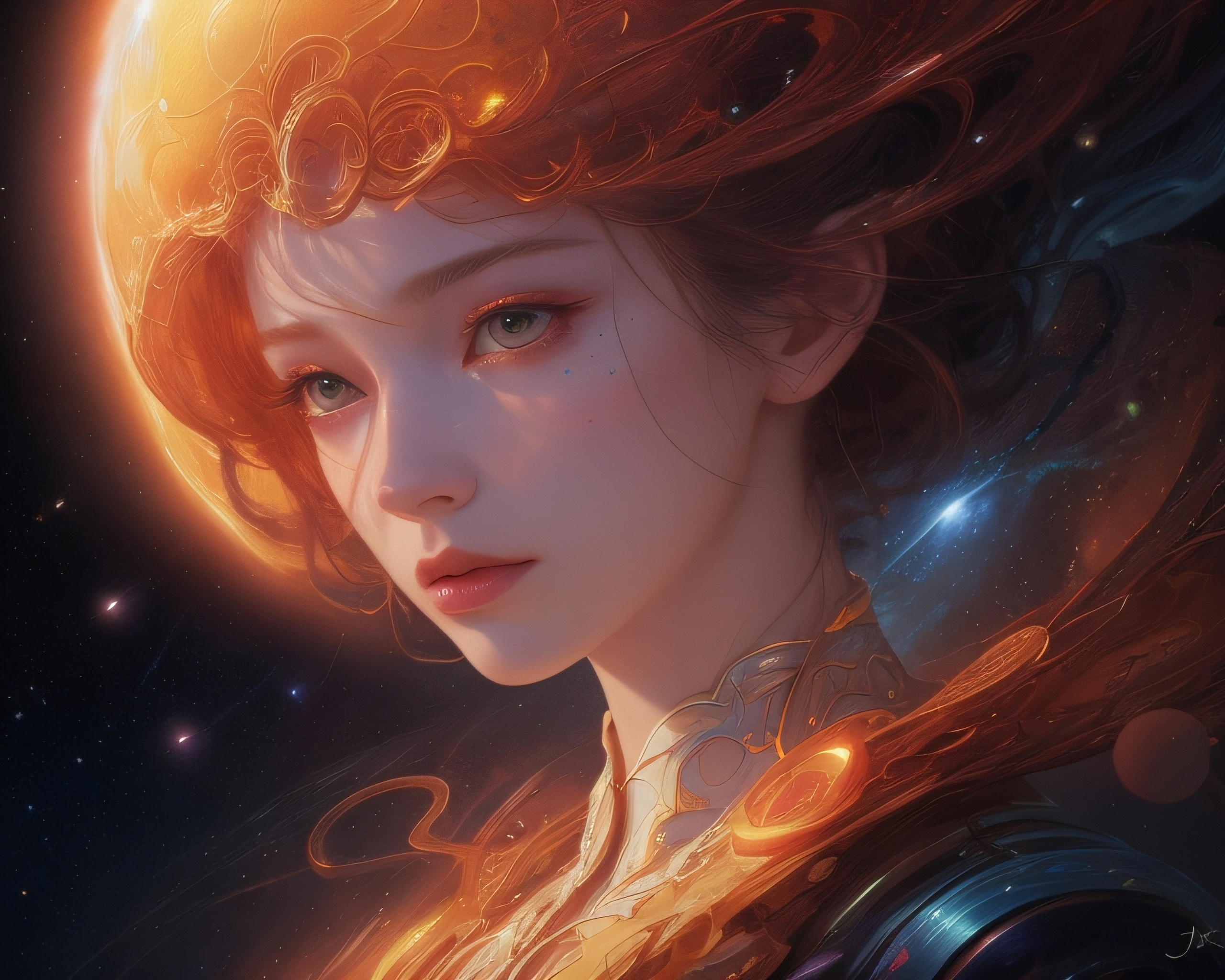 Surreal anime-inspired cinematic HD wallpaper featuring a realistic and artistic depiction of space with a lyrical touch.