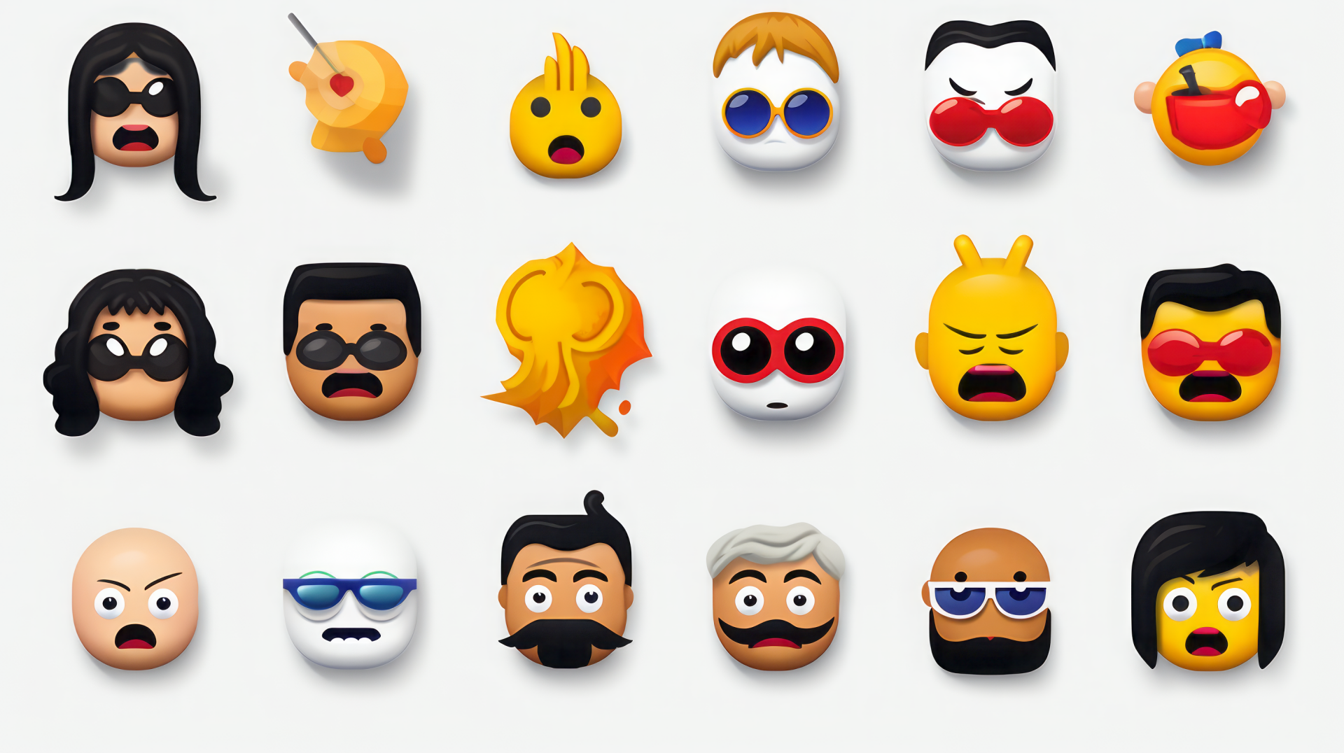 Assorted emoji collection HD wallpaper featuring AI art for desktop background.