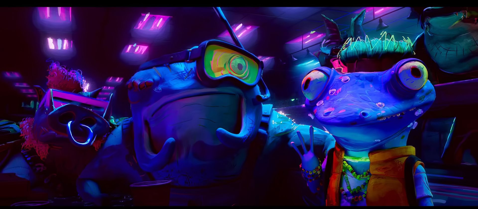 HD desktop wallpaper of Teenage Mutant Ninja Turtles: Mutant Mayhem, featuring vibrant, animated turtle characters ready for action.