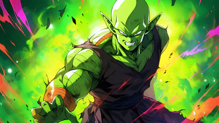 HD Dragon Ball Z desktop wallpaper featuring Piccolo with a dynamic and colorful background.