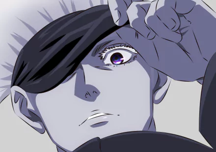 HD anime desktop wallpaper featuring Satoru Gojo from Jujutsu Kaisen, showcasing his distinctive blindfold and intense gaze.