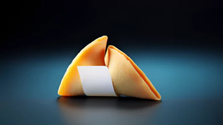 HD desktop wallpaper featuring a close-up of a fortune cookie with a blank paper slip, set against a dark blue background.