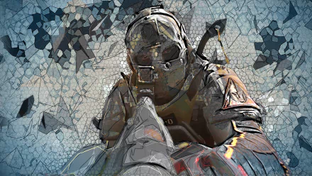 HD desktop wallpaper featuring a stylized soldier from Call of Duty: Warzone 2.0, aiming a gun amidst a shattered backdrop.