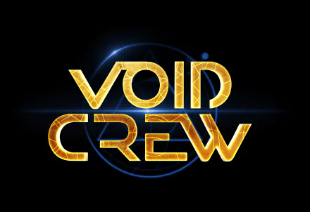 HD desktop wallpaper featuring the golden, glowing logo of Void Crew on a sleek black background, themed around the video game.