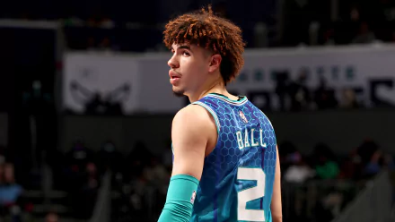 Alt Text: Charlotte Hornets player wearing number 2 jersey on the basketball court - HD desktop wallpaper featuring NBA theme.