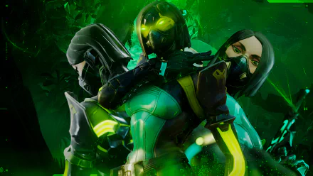 HD PC desktop wallpaper featuring Viper from Valorant in a dynamic pose with green and black tones, capturing the essence of the popular video game Valorant.