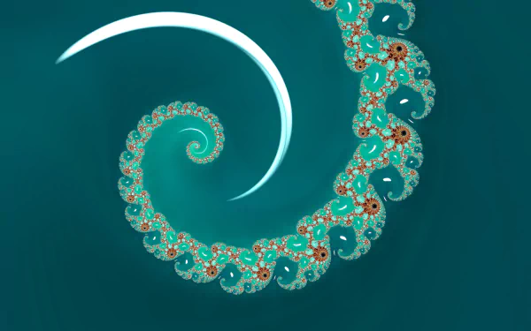  Fractal Art for your Desktop - Simple Turquoise Spiral hints of orange
