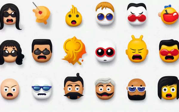Assorted emoji collection HD wallpaper featuring AI art for desktop background.