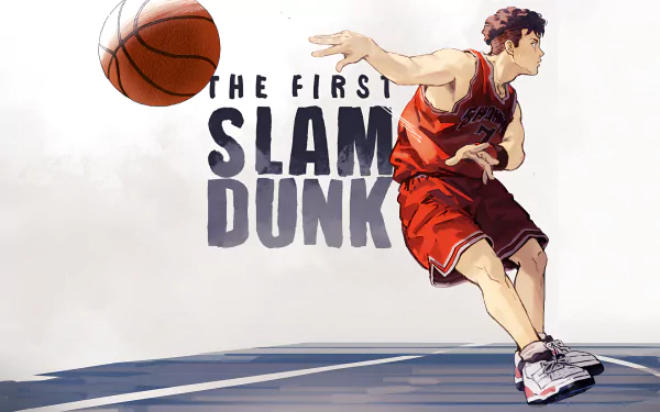 HD desktop wallpaper of Miyagi Ryota from THE FIRST SLAM DUNK movie, depicted in action on a basketball court.