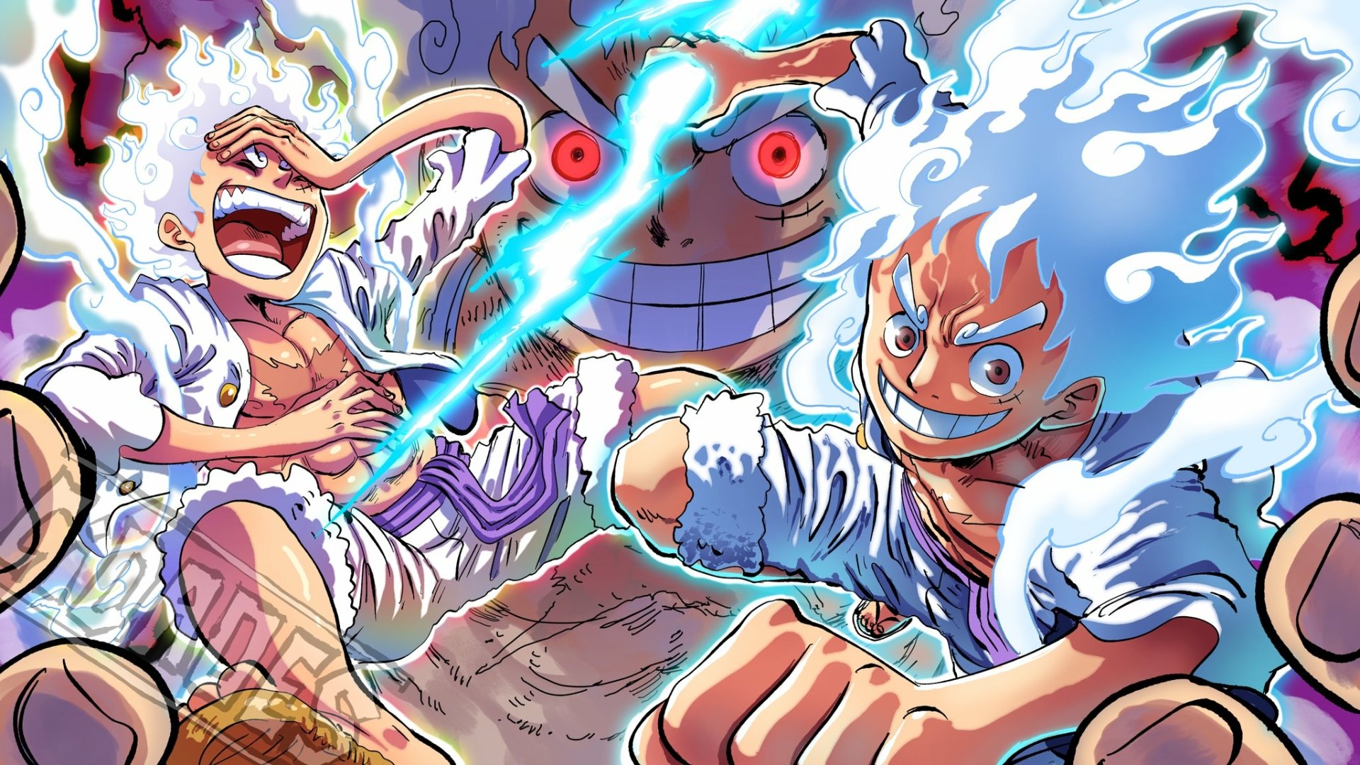 Download Monkey D. Luffy Gear 5 (One Piece) Anime One Piece HD Wallpaper by Cidades_Art