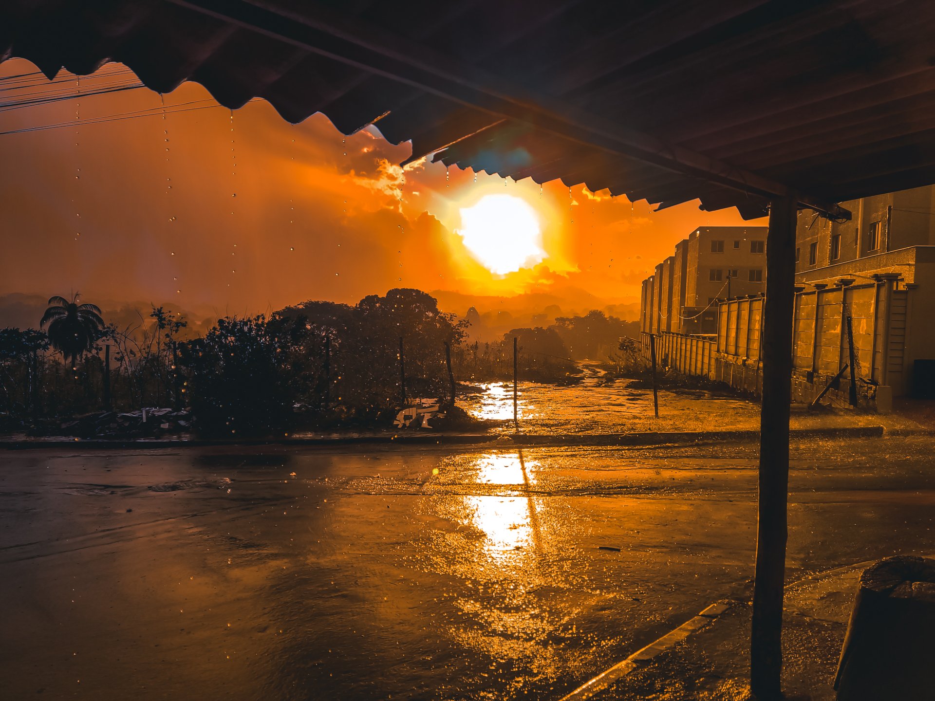 A sun setting over a road by Hermano006