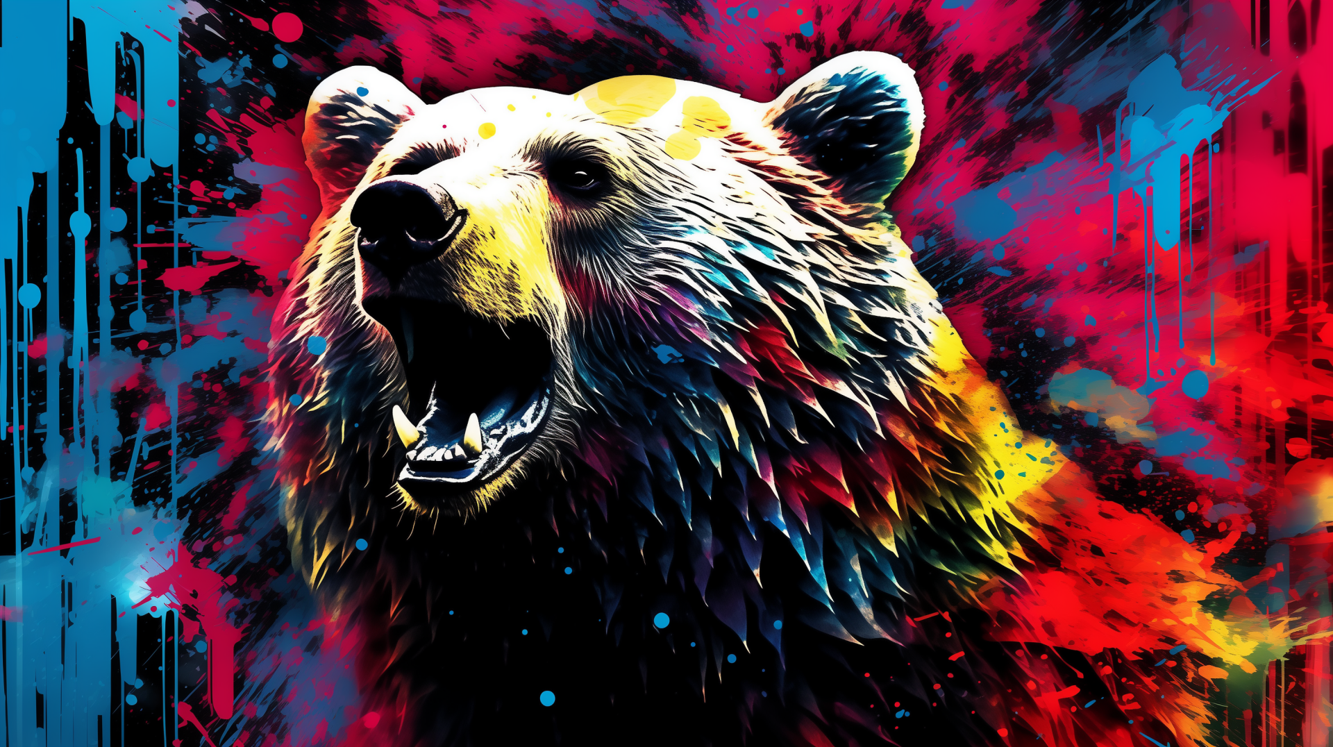 Colorful abstract bear art HD wallpaper for desktop background.