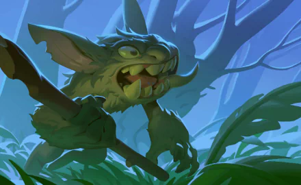 HD wallpaper of a fierce cartoon creature in a jungle setting for desktop background.