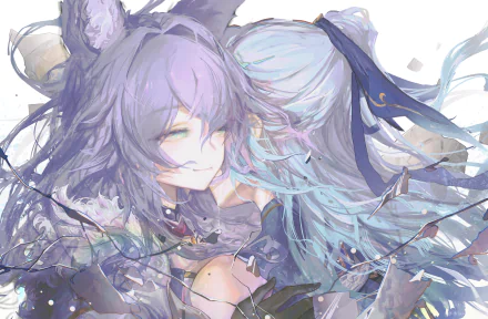 HD PC wallpaper featuring Jingliu and Baiheng from the video game Honkai: Star Rail in a soft, artistic close-up scene.