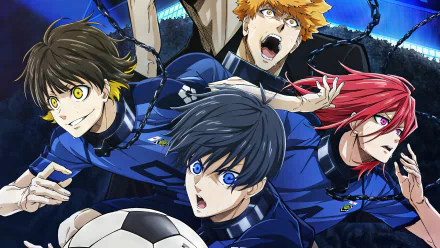HD wallpaper featuring Isagi Yoichi, Bachira Meguru, and Hyoma Chigiri from the anime Blue Lock, showcasing their dynamic energy and competitive spirit on the soccer field.