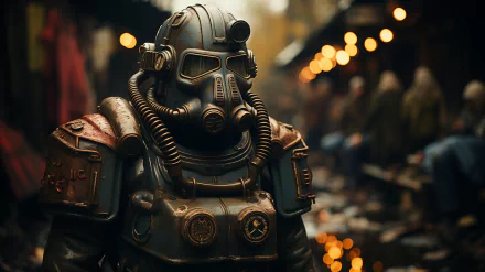 HD Fallout Power Armor desktop wallpaper with atmospheric background.
