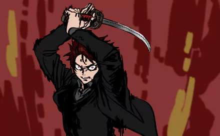 Anime-style 4K Ultra HD desktop wallpaper featuring Monkey D. Luffy from One Piece wielding a sword against a dynamic red background.