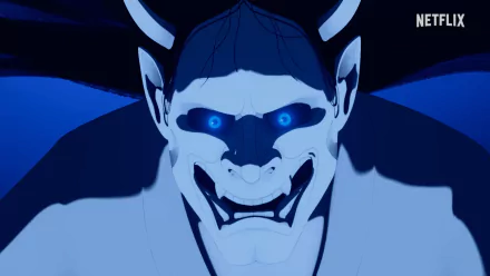 A striking HD desktop wallpaper featuring a blue-eyed samurai with a fierce expression, showcasing vibrant colors and dynamic anime aesthetics.