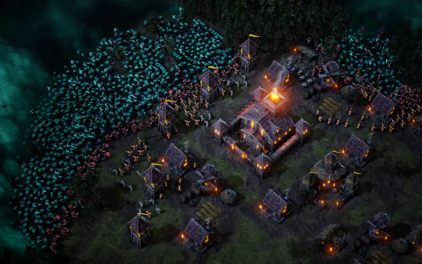 HD Age of Darkness: Final Stand video game wallpaper featuring a strategic night-time battle scene for desktop background.