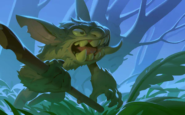 HD wallpaper of a fierce cartoon creature in a jungle setting for desktop background.