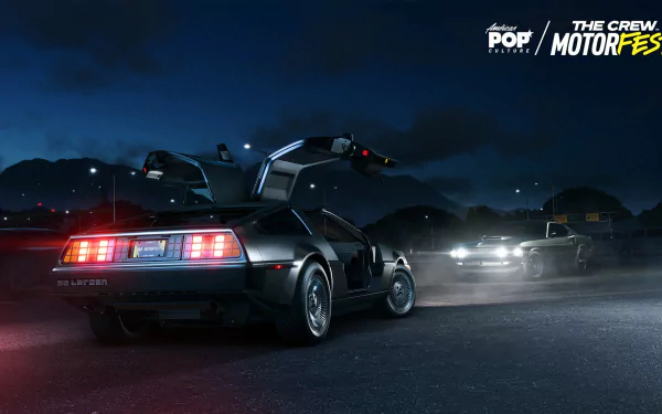 HD wallpaper of The Crew Motorfest featuring sports cars at night for desktop background.