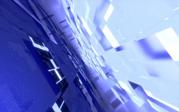  3d Bright Blue Tiled Tunnels