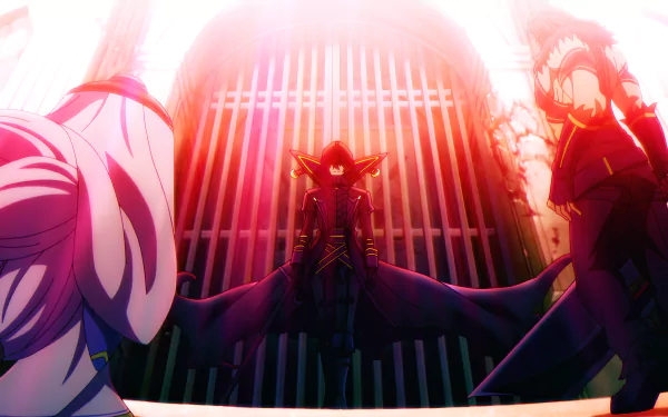 Cid Kagenou from The Eminence in Shadow stands dramatically in a vibrant, intense scene, captured in 4K Ultra HD, designed as an anime PC desktop wallpaper.