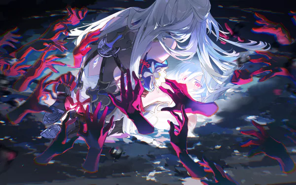 Jingliu from Honkai: Star Rail is depicted in this dynamic 4K Ultra HD PC desktop wallpaper, featuring vibrant colors and intense, dark tones.