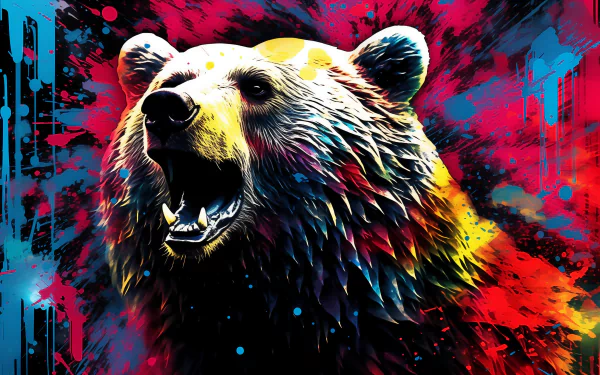 Colorful abstract bear art HD wallpaper for desktop background.