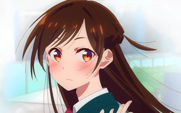 Chizuru Ichinose from Rent-A-Girlfriend, in a vibrant anime desktop wallpaper.