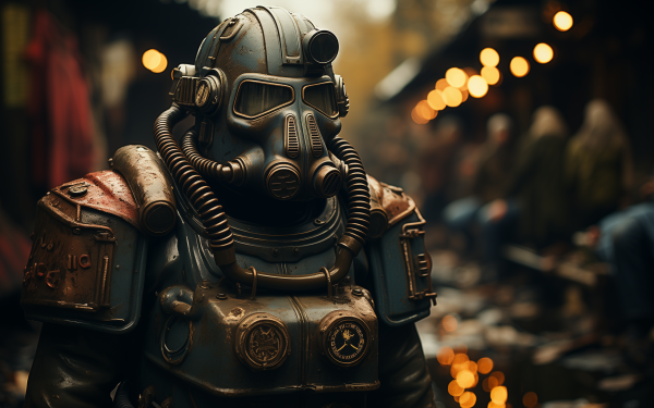 HD Fallout Power Armor desktop wallpaper with atmospheric background.