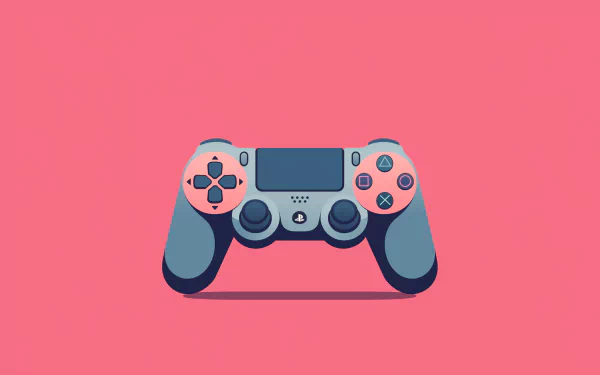 HD wallpaper of a PlayStation controller centered against a pink background, perfectly suited for a desktop background.