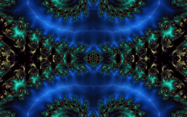 A dark, blue psychedelic fractal design with symmetrical, trippy abstract patterns in 4K Ultra HD resolution for a PC desktop wallpaper.
