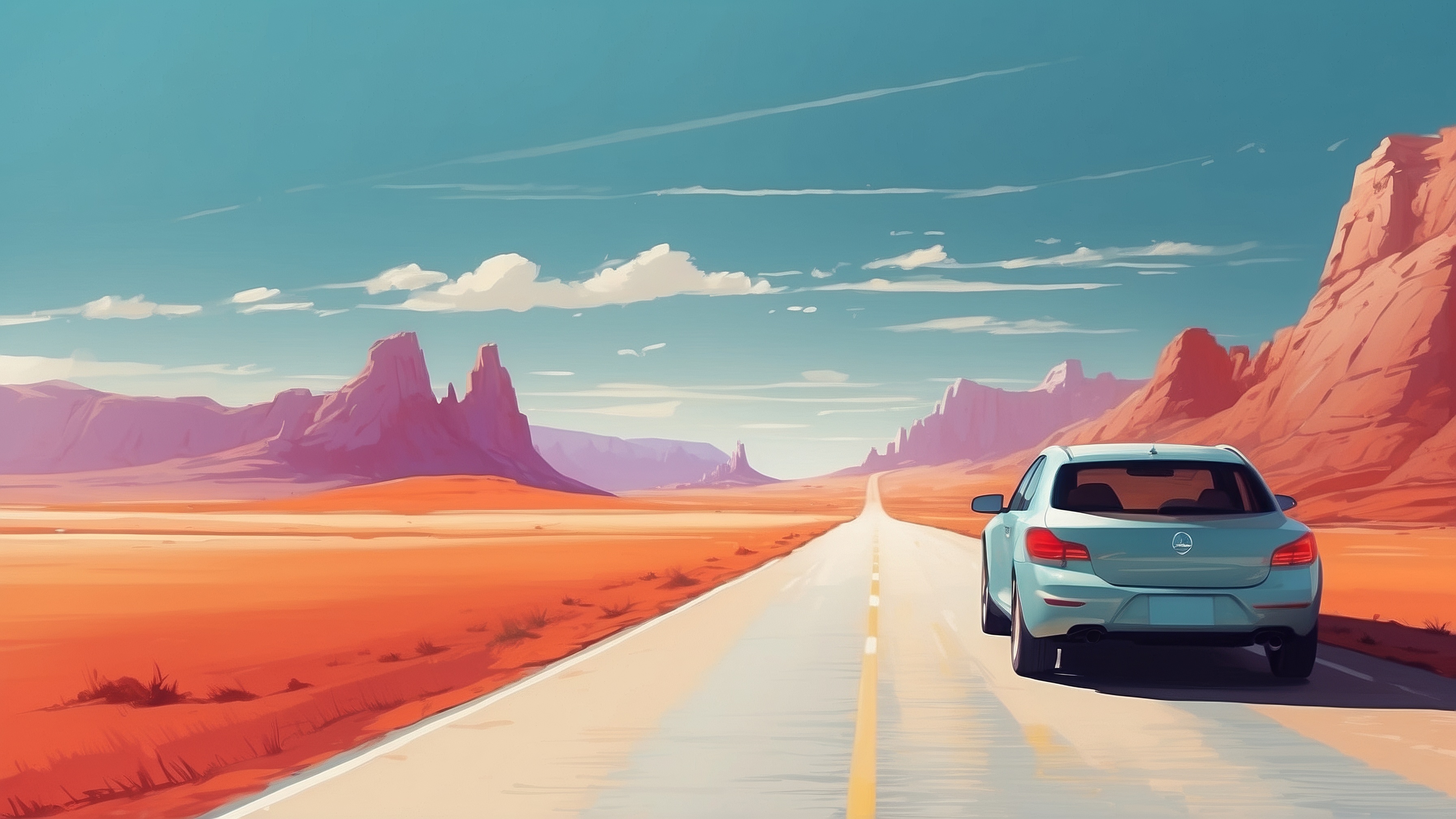 Sunset Road Trip Adventure HD Wallpaper by QuantumCurator