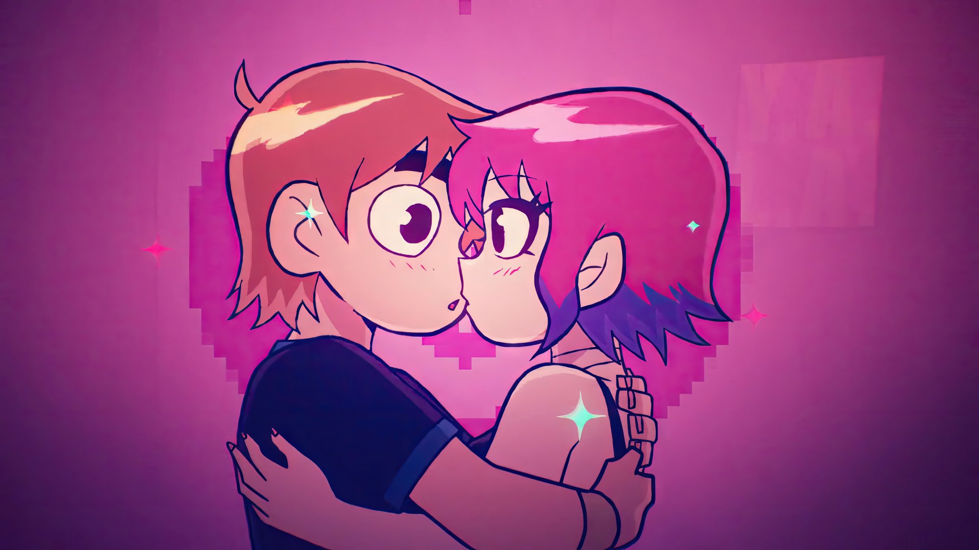 Scott Pilgrim And Ramona Flowers Kiss Hd Wallpaper