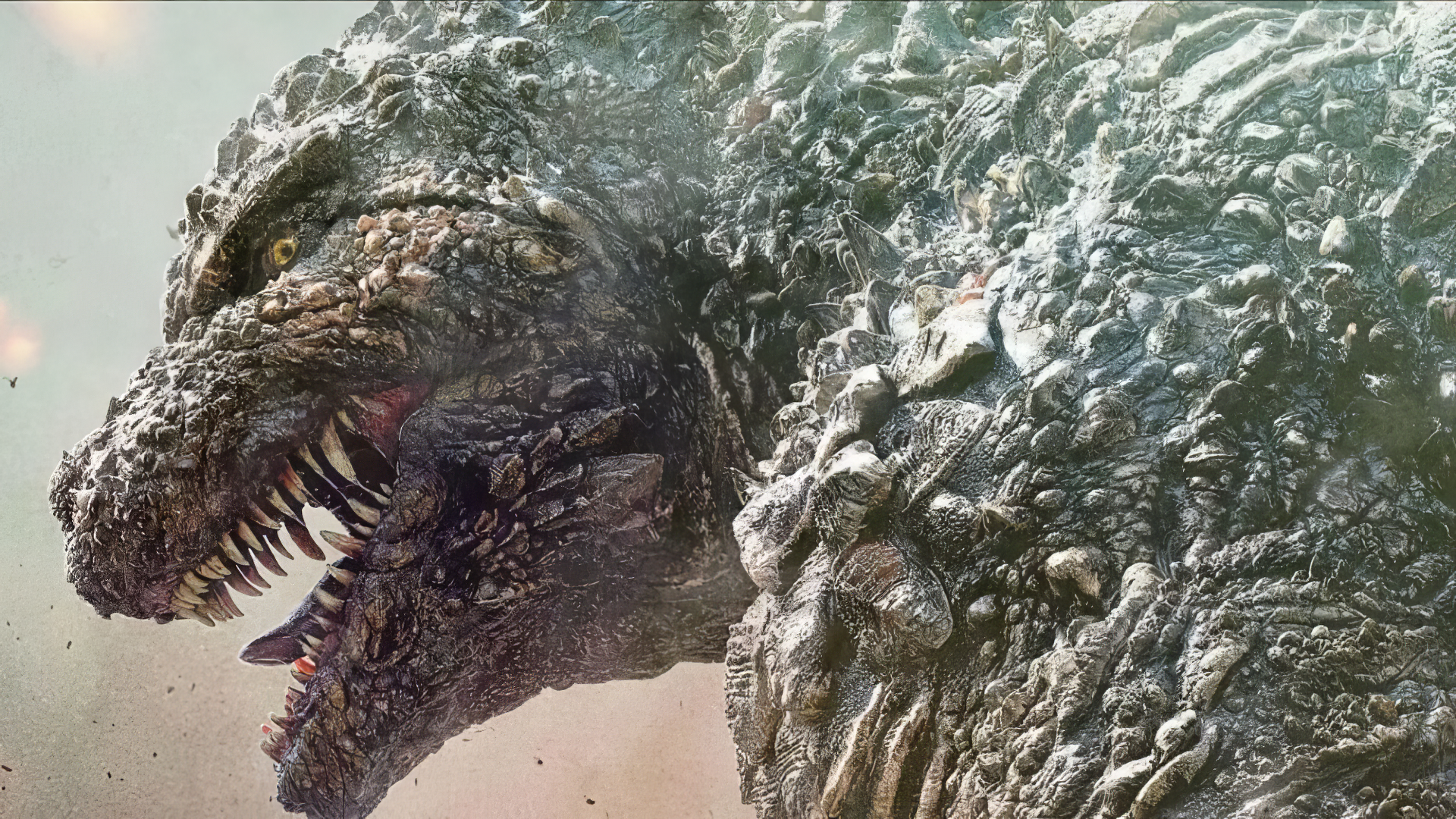 HD desktop wallpaper featuring a detailed illustration of Godzilla.