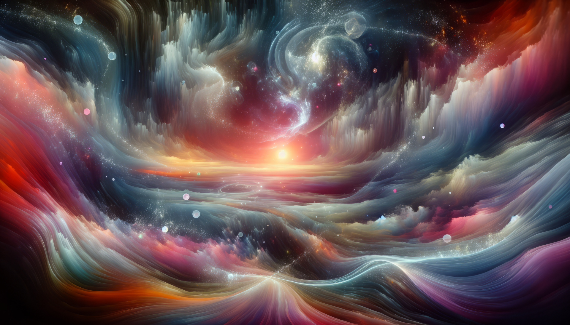 HD cosmic space-themed desktop wallpaper featuring vibrant swirling nebulae and stars with a bright central light.