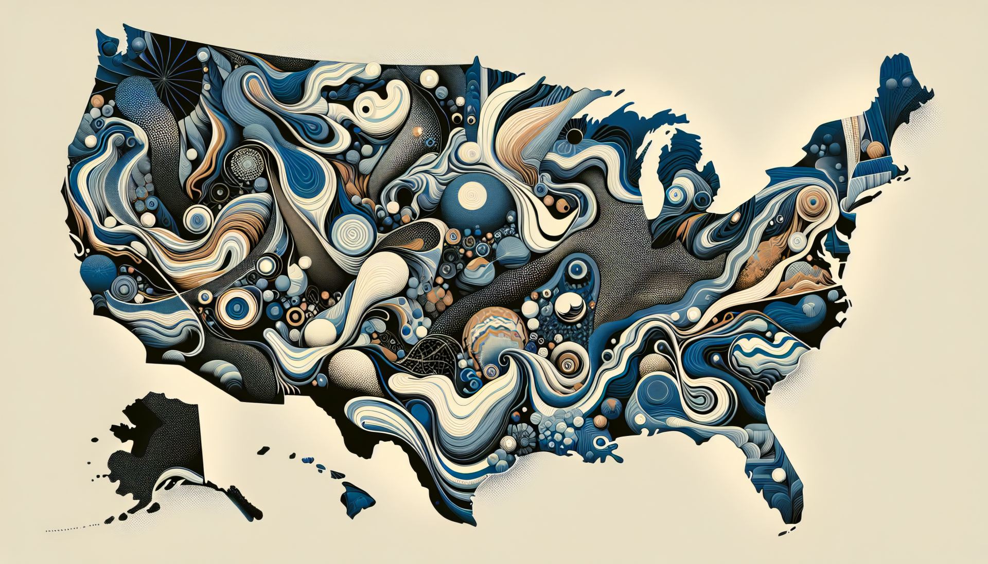 Abstract art design of United States map for HD desktop wallpaper background.