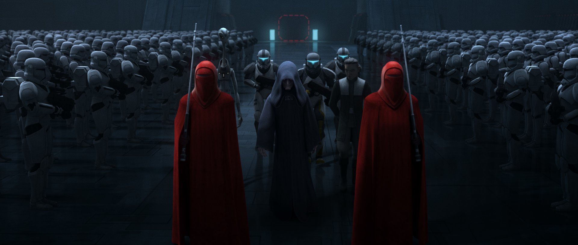 HD wallpaper featuring stormtroopers from Star Wars: The Bad Batch TV show, with unique characters in the foreground.