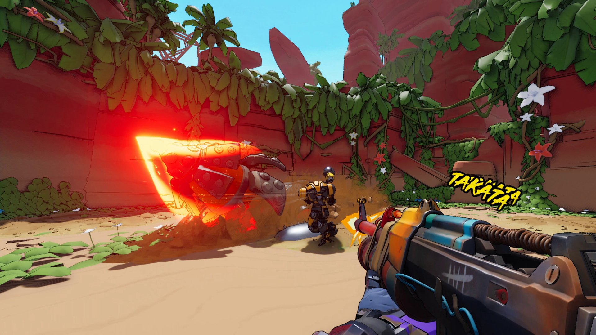 HD wallpaper of Roboquest video game featuring an action-packed combat scene with a robot and vibrant graphics for desktop background.