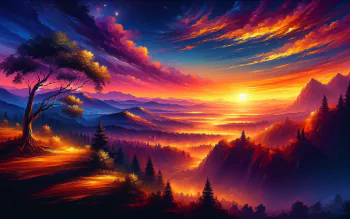 GOLDEN TREE  Sunset, Photo art, Desktop background images
