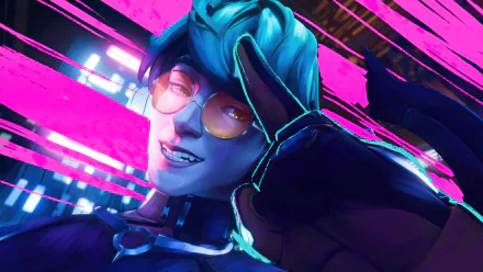 HD wallpaper of Ezreal from League of Legends, featuring vibrant Heartsteel-themed graphics as the background.