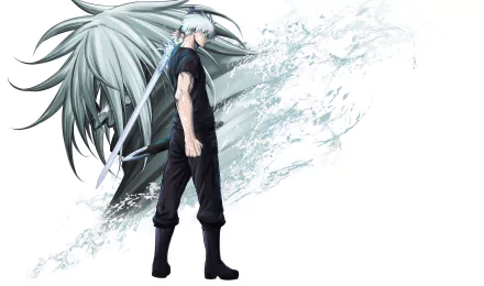 HD desktop wallpaper featuring Ragna from Ragna Crimson, showcasing a striking character design with a sword and flowing hair against a dynamic backdrop.