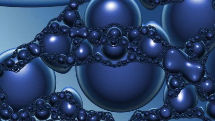 A trippy, psychedelic abstract fractal design in deep blue tones, rendered in 8K Ultra HD for a stunning PC desktop wallpaper and background.